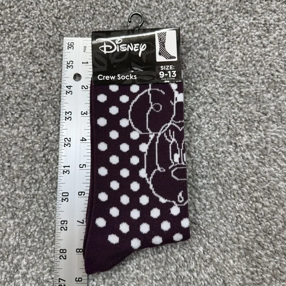 Disney Crew Socks Women One Size Minnie Mouse Snow White Princess 2 Pairs